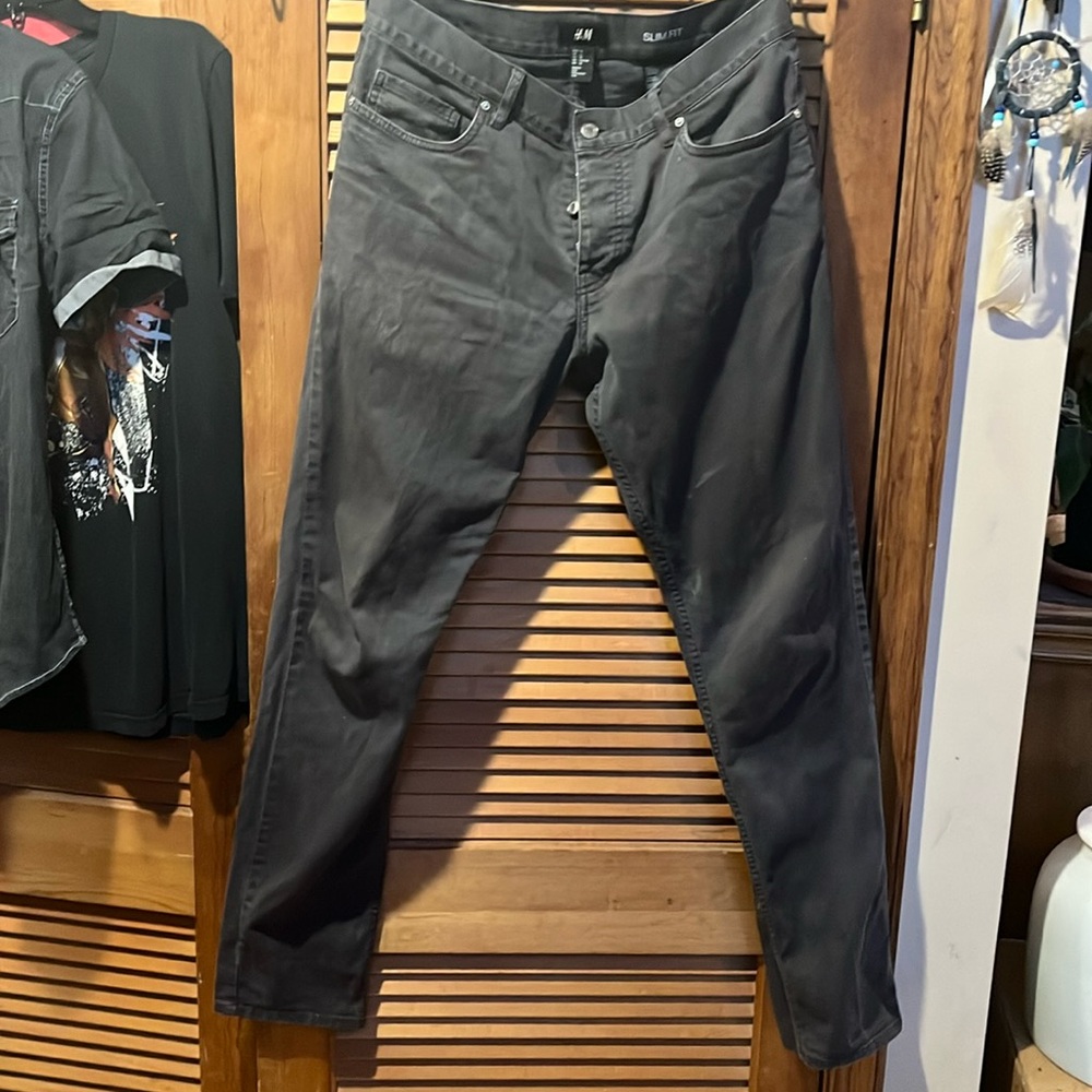 Gray Slim Fit Soft Denim Pants